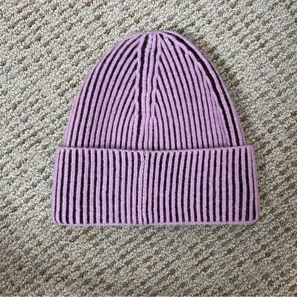 Halfdays Merino Beanie Striped 100% Wool Winter Hat Pink Purple - Picture 7 of 8